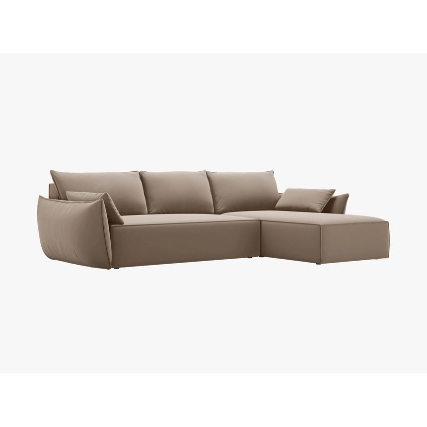 Kaelle 4-Sitzer Ecksofa mit Schlaffunktion und Bettkasten, Linke Seite, aus Samt in Cappuccino (Bluvel 40), 252x165 cm von Micadoni – Bild 7