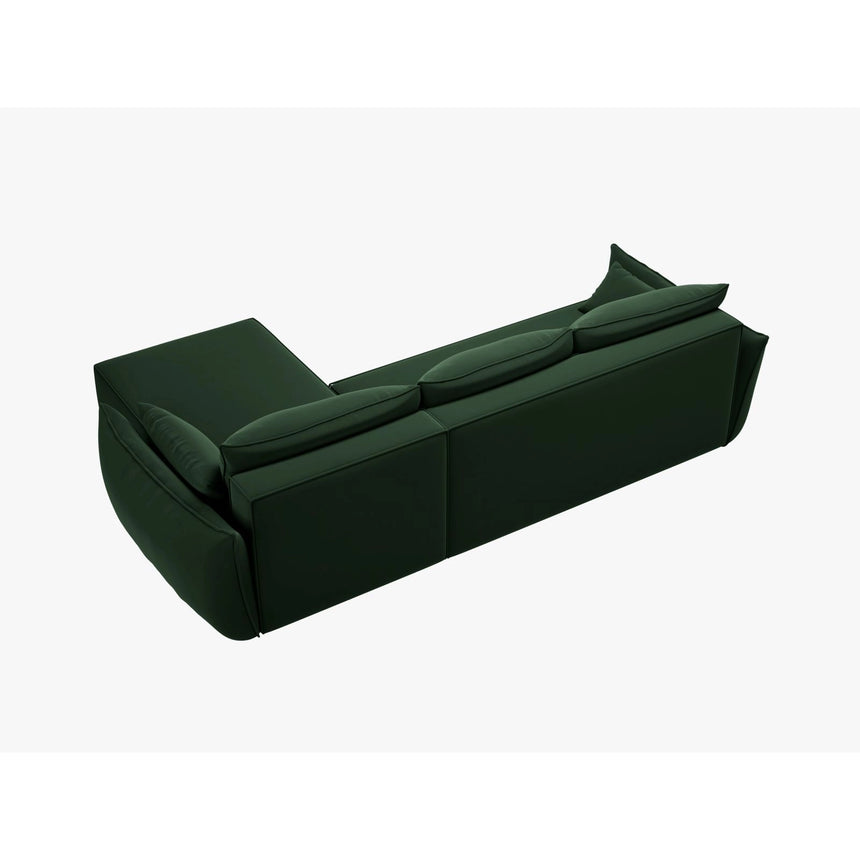 Kaelle 4-Sitzer Ecksofa mit Schlaffunktion und Bettkasten, Linke Seite, aus Samt in Flaschengrün (Bluvel 78), 252x165 cm von Micadoni – Bild 4