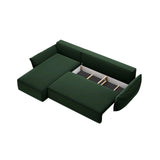 Kaelle 4-Sitzer Ecksofa mit Schlaffunktion und Bettkasten, Linke Seite, aus Samt in Flaschengrün (Bluvel 78), 252x165 cm von Micadoni – Bild 5