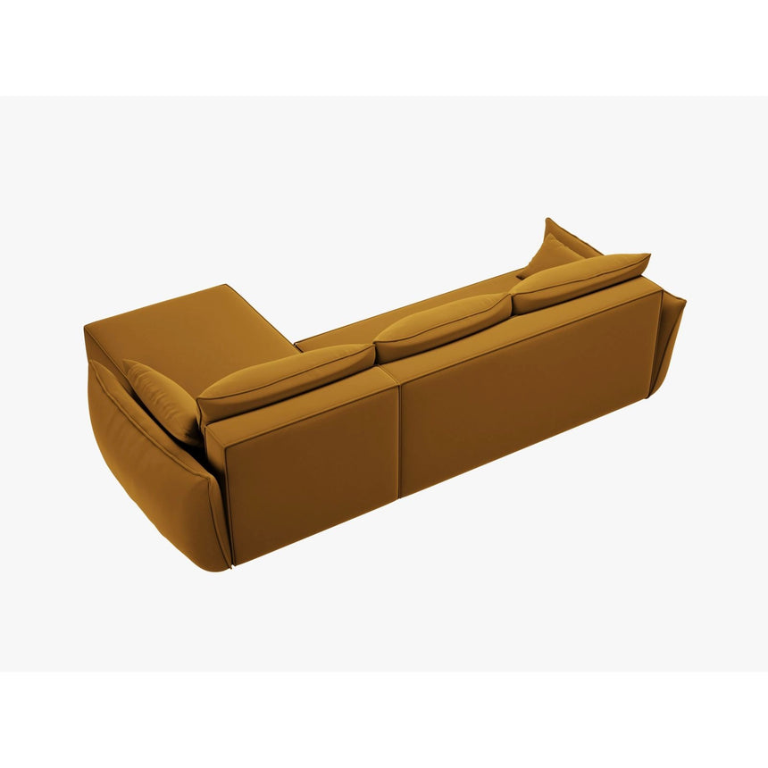 Kaelle 4-Sitzer Ecksofa mit Schlaffunktion und Bettkasten, Linke Seite, aus Samt in Gelb (Bluvel 68), 252x165 cm von Micadoni – Bild 4