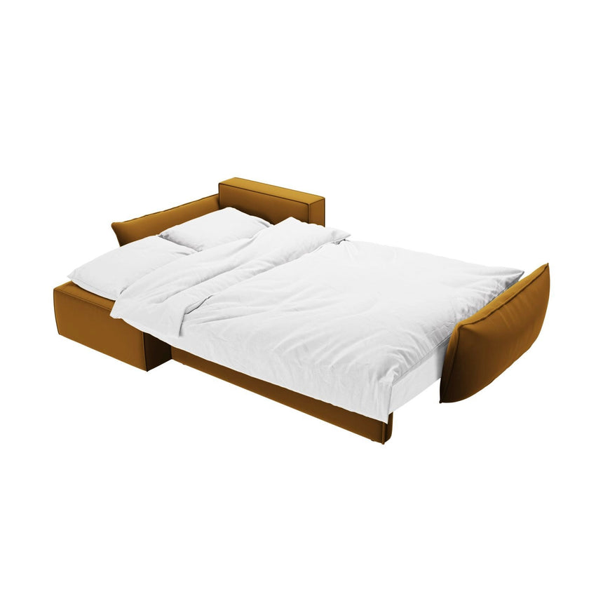 Kaelle 4-Sitzer Ecksofa mit Schlaffunktion und Bettkasten, Linke Seite, aus Samt in Gelb (Bluvel 68), 252x165 cm von Micadoni – Bild 6
