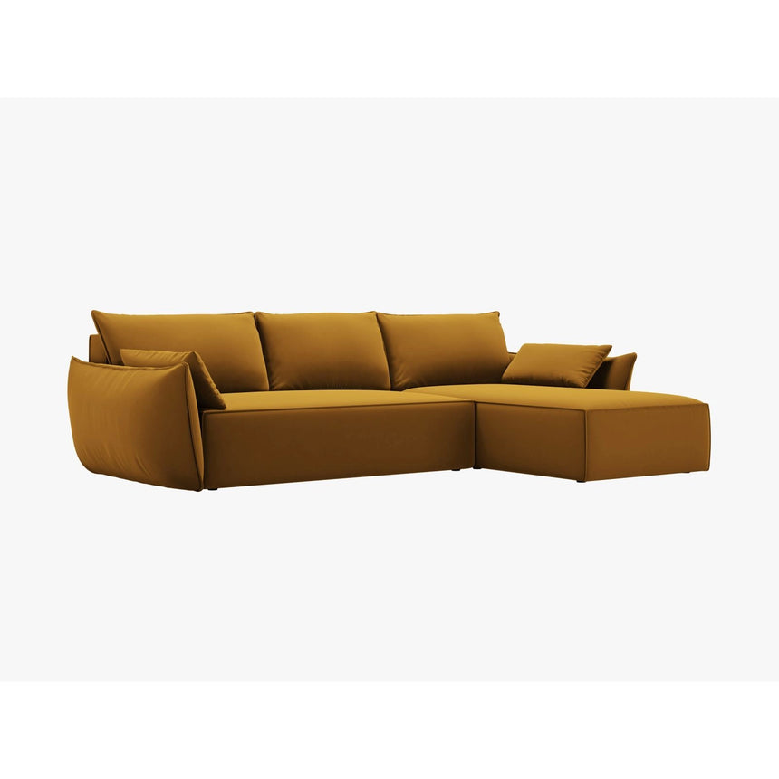 Kaelle 4-Sitzer Ecksofa mit Schlaffunktion und Bettkasten, Linke Seite, aus Samt in Gelb (Bluvel 68), 252x165 cm von Micadoni – Bild 7