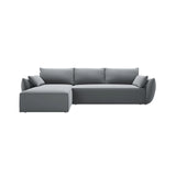 Kaelle 4-Sitzer Ecksofa mit Schlaffunktion und Bettkasten, Linke Seite, aus Samt in Grau (Bluvel 10), 252x165 cm von Micadoni – Bild 1