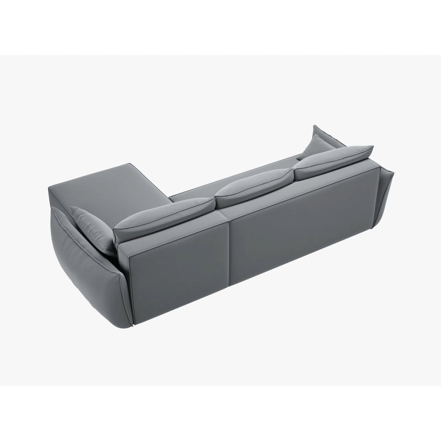 Kaelle 4-Sitzer Ecksofa mit Schlaffunktion und Bettkasten, Linke Seite, aus Samt in Grau (Bluvel 10), 252x165 cm von Micadoni – Bild 4