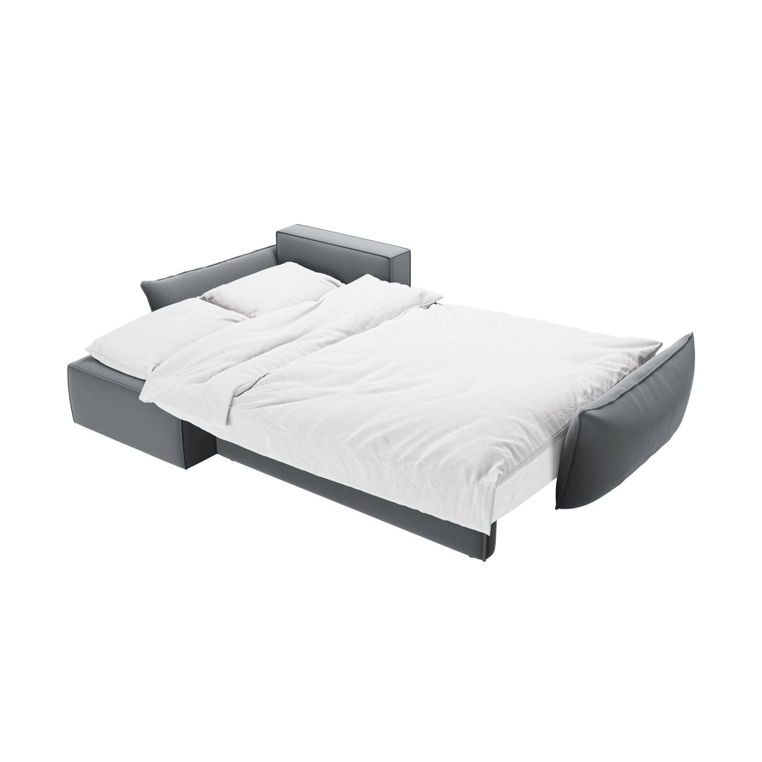 Kaelle 4-Sitzer Ecksofa mit Schlaffunktion und Bettkasten, Linke Seite, aus Samt in Grau (Bluvel 10), 252x165 cm von Micadoni – Bild 6