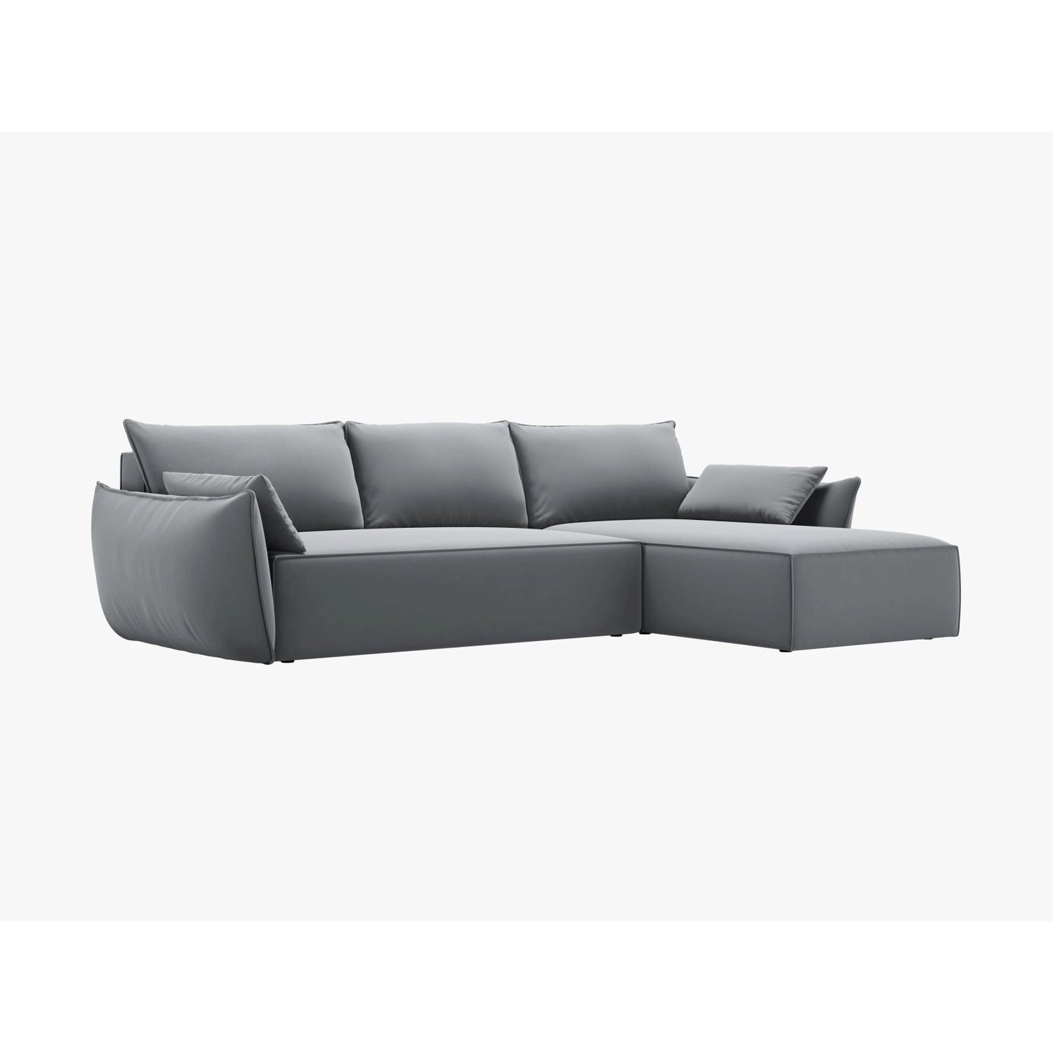 Kaelle 4-Sitzer Ecksofa mit Schlaffunktion und Bettkasten, Linke Seite, aus Samt in Grau (Bluvel 10), 252x165 cm von Micadoni – Bild 7