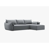 Kaelle 4-Sitzer Ecksofa mit Schlaffunktion und Bettkasten, Linke Seite, aus Samt in Grau (Bluvel 10), 252x165 cm von Micadoni – Bild 7