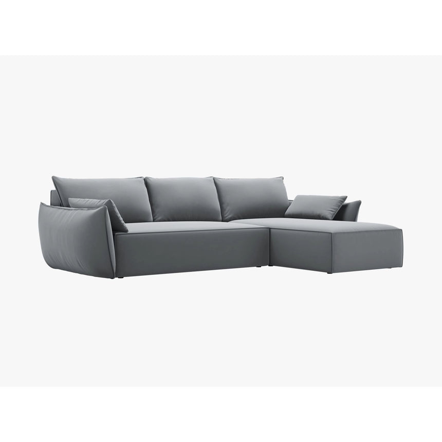 Kaelle 4-Sitzer Ecksofa mit Schlaffunktion und Bettkasten, Linke Seite, aus Samt in Grau (Bluvel 10), 252x165 cm von Micadoni – Bild 7