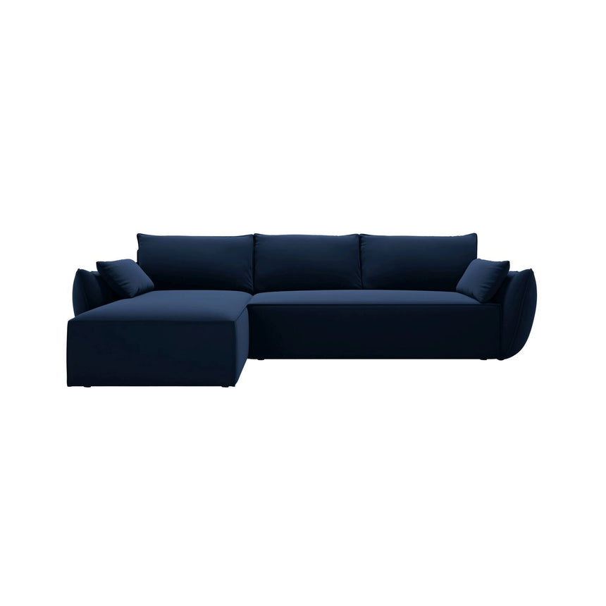 Kaelle 4-Sitzer Ecksofa mit Schlaffunktion und Bettkasten, Linke Seite, aus Samt in Königsblau (Bluvel 86), 252x165 cm von Micadoni – Bild 1