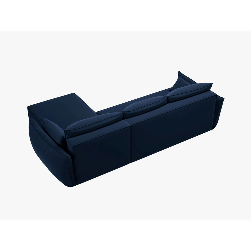 Kaelle 4-Sitzer Ecksofa mit Schlaffunktion und Bettkasten, Linke Seite, aus Samt in Königsblau (Bluvel 86), 252x165 cm von Micadoni – Bild 4