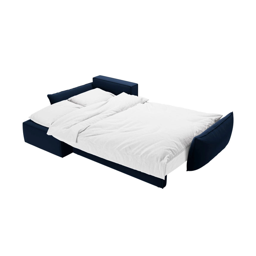 Kaelle 4-Sitzer Ecksofa mit Schlaffunktion und Bettkasten, Linke Seite, aus Samt in Königsblau (Bluvel 86), 252x165 cm von Micadoni – Bild 6