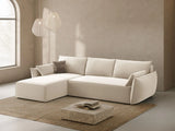 Kaelle 4-Sitzer Ecksofa mit Schlaffunktion und Bettkasten, Linke Seite, aus Samt in Leichtes Beige (Bluvel 22), 252x165 cm von Micadoni – Bild 2