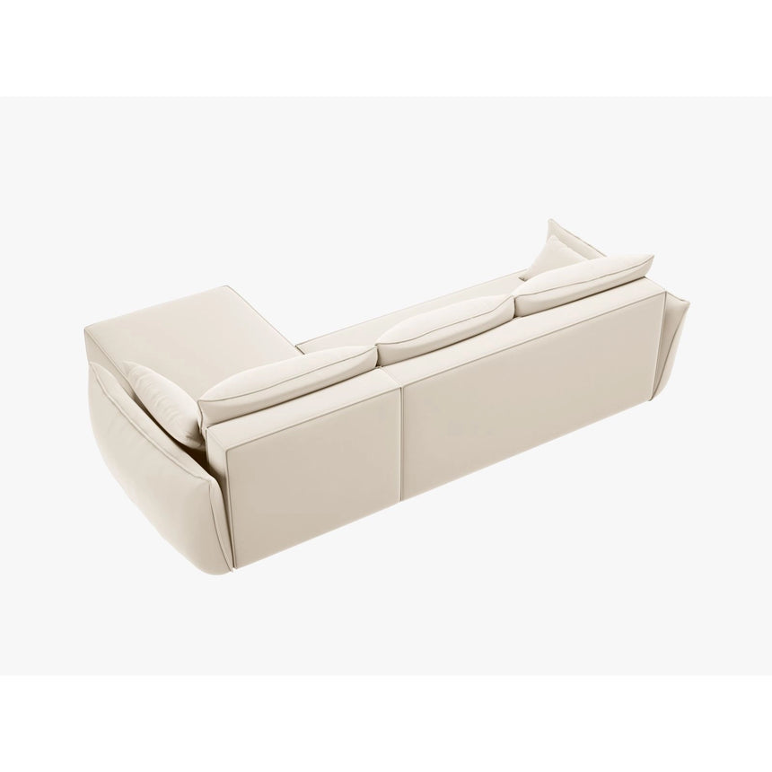 Kaelle 4-Sitzer Ecksofa mit Schlaffunktion und Bettkasten, Linke Seite, aus Samt in Leichtes Beige (Bluvel 22), 252x165 cm von Micadoni – Bild 4