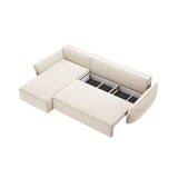Kaelle 4-Sitzer Ecksofa mit Schlaffunktion und Bettkasten, Linke Seite, aus Samt in Leichtes Beige (Bluvel 22), 252x165 cm von Micadoni – Bild 5