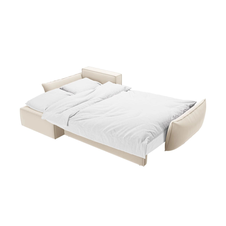 Kaelle 4-Sitzer Ecksofa mit Schlaffunktion und Bettkasten, Linke Seite, aus Samt in Leichtes Beige (Bluvel 22), 252x165 cm von Micadoni – Bild 6