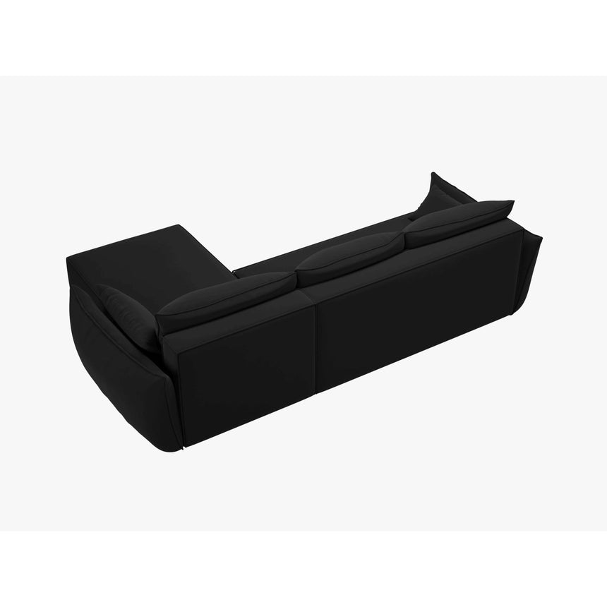 Kaelle 4-Sitzer Ecksofa mit Schlaffunktion und Bettkasten, Linke Seite, aus Samt in Schwarz (Bluvel 19), 252x165 cm von Micadoni – Bild 4