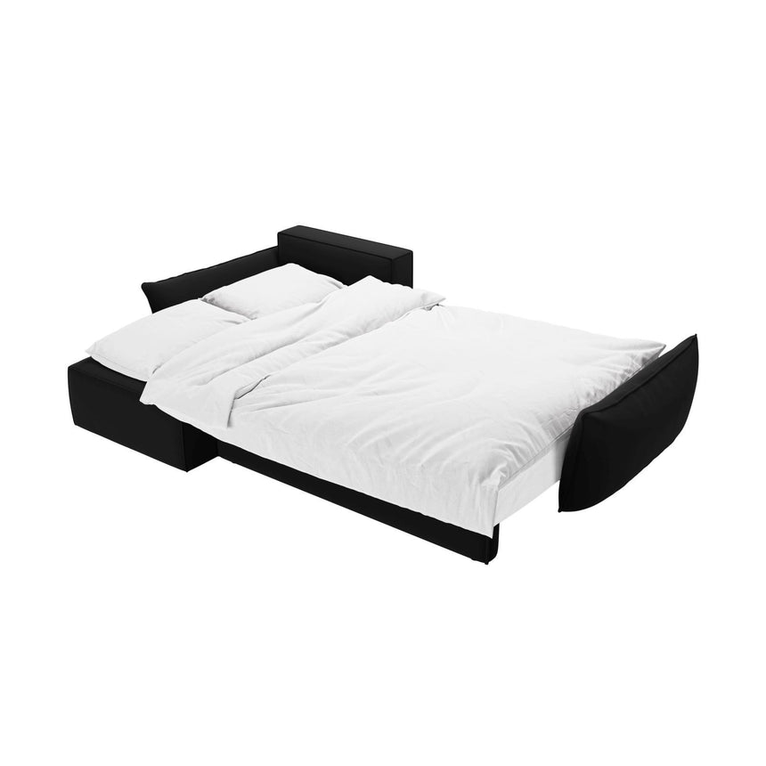 Kaelle 4-Sitzer Ecksofa mit Schlaffunktion und Bettkasten, Linke Seite, aus Samt in Schwarz (Bluvel 19), 252x165 cm von Micadoni – Bild 6