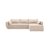 Kaelle 4-Sitzer Ecksofa mit Schlaffunktion und Bettkasten, Rechte Seite, aus Chenille in Beige (Over The Horizon 08), 252x165 cm von Micadoni – Bild 1
