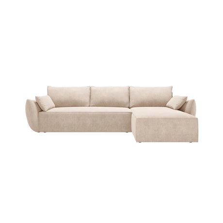 Kaelle 4-Sitzer Ecksofa mit Schlaffunktion und Bettkasten, Rechte Seite, aus Chenille in Beige (Over The Horizon 08), 252x165 cm von Micadoni – Bild 1