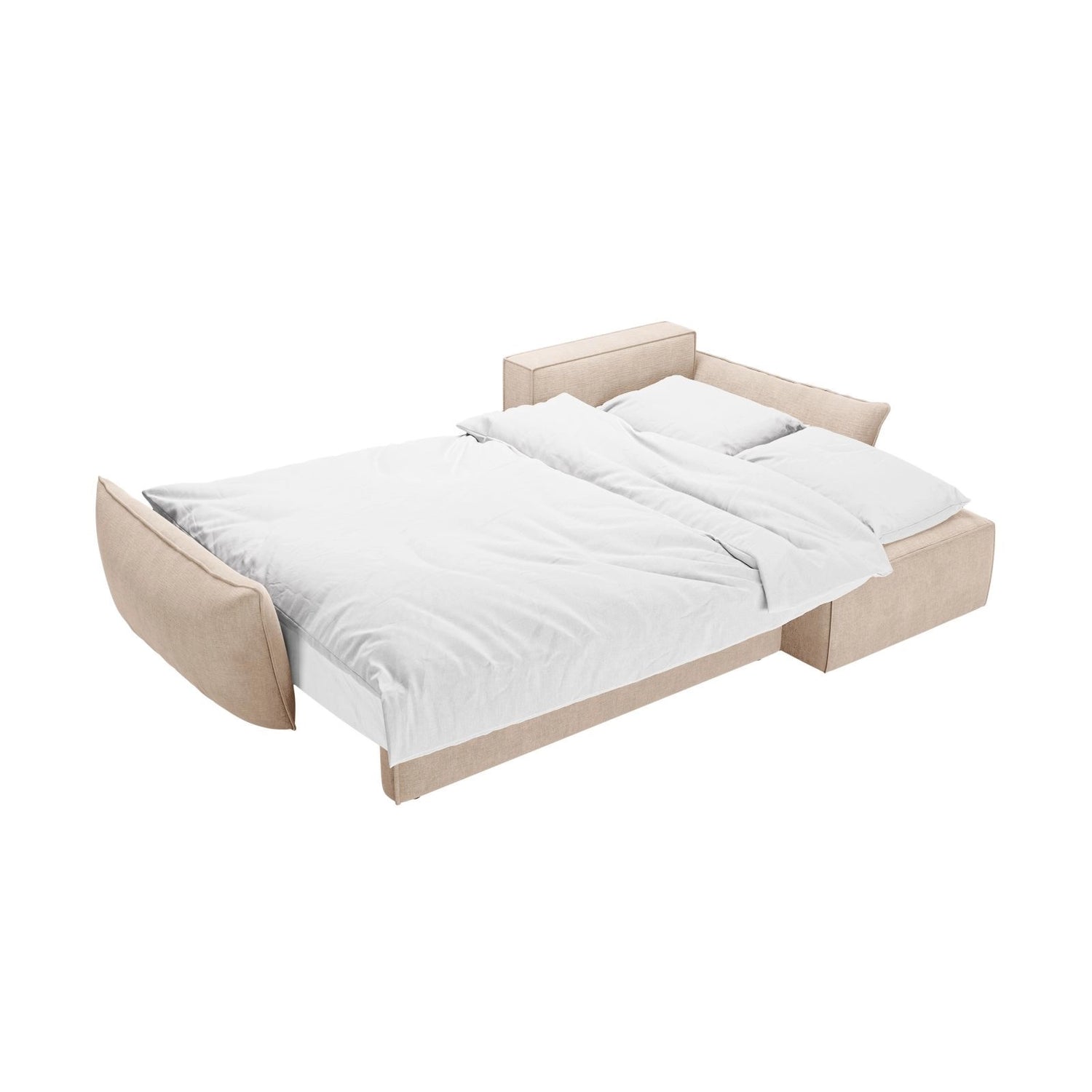 Kaelle 4-Sitzer Ecksofa mit Schlaffunktion und Bettkasten, Rechte Seite, aus Chenille in Beige (Over The Horizon 08), 252x165 cm von Micadoni – Bild 6