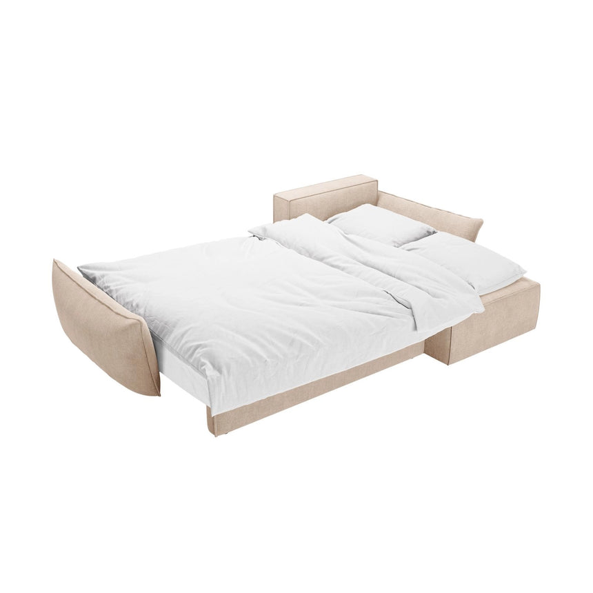 Kaelle 4-Sitzer Ecksofa mit Schlaffunktion und Bettkasten, Rechte Seite, aus Chenille in Beige (Over The Horizon 08), 252x165 cm von Micadoni – Bild 6