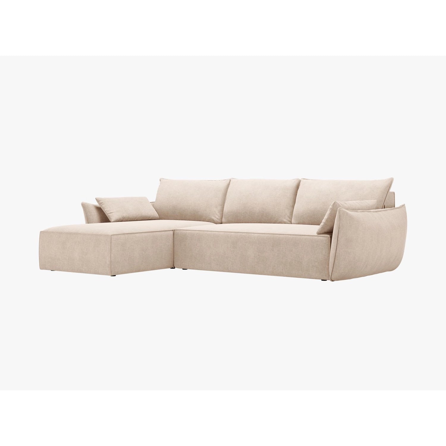 Kaelle 4-Sitzer Ecksofa mit Schlaffunktion und Bettkasten, Rechte Seite, aus Chenille in Beige (Over The Horizon 08), 252x165 cm von Micadoni – Bild 7