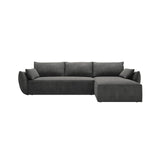 Kaelle 4-Sitzer Ecksofa mit Schlaffunktion und Bettkasten, Rechte Seite, aus Chenille in Dunkelgrau (Over The Horizon 97), 252x165 cm von Micadoni – Bild 1