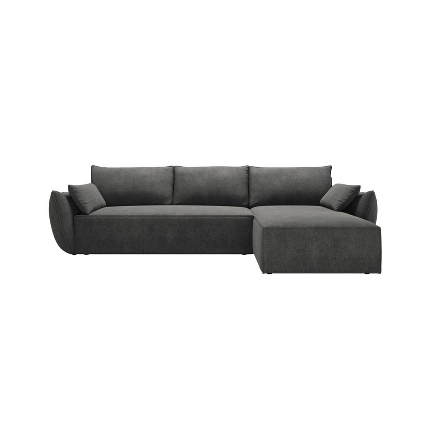 Kaelle 4-Sitzer Ecksofa mit Schlaffunktion und Bettkasten, Rechte Seite, aus Chenille in Dunkelgrau (Over The Horizon 97), 252x165 cm von Micadoni – Bild 1