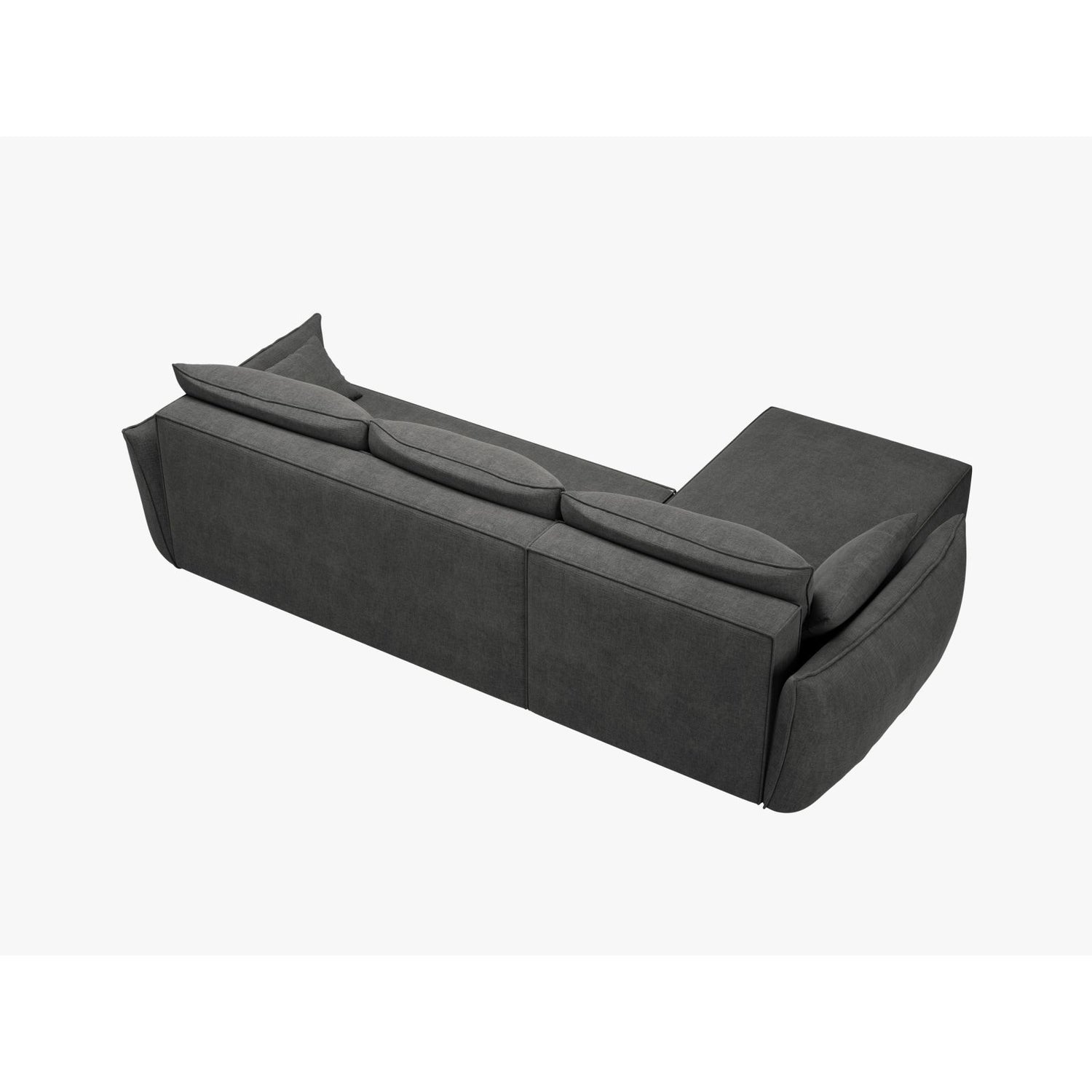 Kaelle 4-Sitzer Ecksofa mit Schlaffunktion und Bettkasten, Rechte Seite, aus Chenille in Dunkelgrau (Over The Horizon 97), 252x165 cm von Micadoni – Bild 4