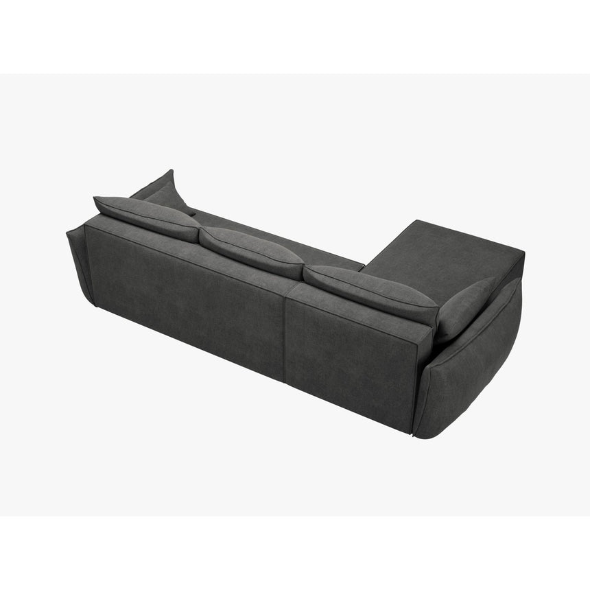 Kaelle 4-Sitzer Ecksofa mit Schlaffunktion und Bettkasten, Rechte Seite, aus Chenille in Dunkelgrau (Over The Horizon 97), 252x165 cm von Micadoni – Bild 4