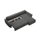 Kaelle 4-Sitzer Ecksofa mit Schlaffunktion und Bettkasten, Rechte Seite, aus Chenille in Dunkelgrau (Over The Horizon 97), 252x165 cm von Micadoni – Bild 5