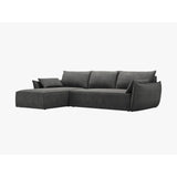 Kaelle 4-Sitzer Ecksofa mit Schlaffunktion und Bettkasten, Rechte Seite, aus Chenille in Dunkelgrau (Over The Horizon 97), 252x165 cm von Micadoni – Bild 7