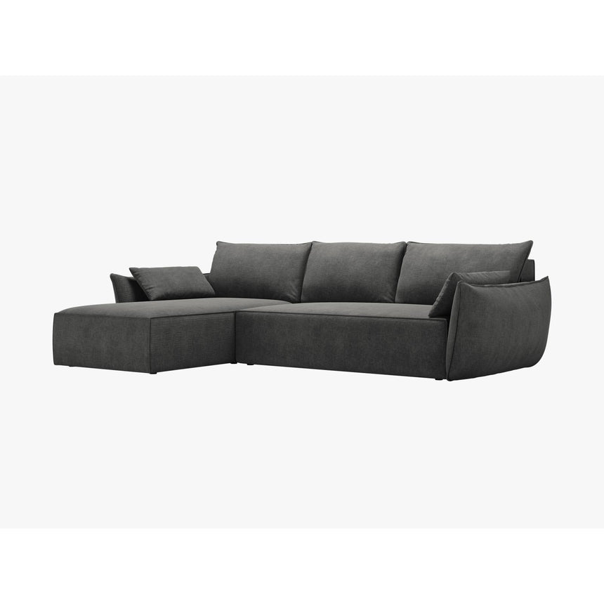 Kaelle 4-Sitzer Ecksofa mit Schlaffunktion und Bettkasten, Rechte Seite, aus Chenille in Dunkelgrau (Over The Horizon 97), 252x165 cm von Micadoni – Bild 7
