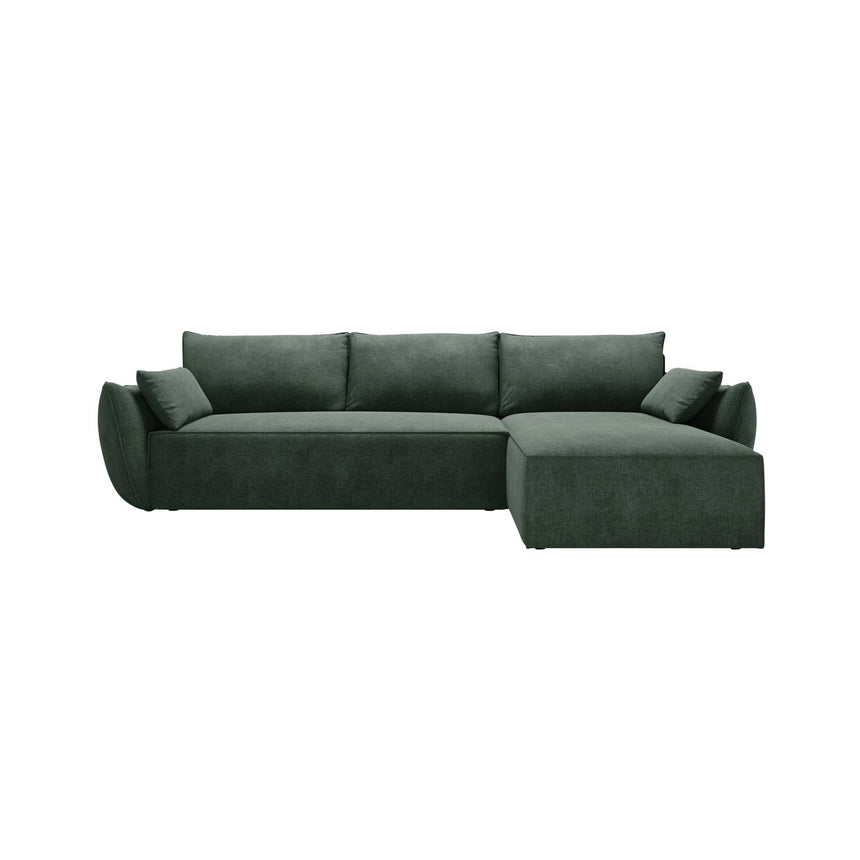 Kaelle 4-Sitzer Ecksofa mit Schlaffunktion und Bettkasten, Rechte Seite, aus Chenille in Flaschengrün (Over The Horizon 39), 252x165 cm von Micadoni – Bild 1