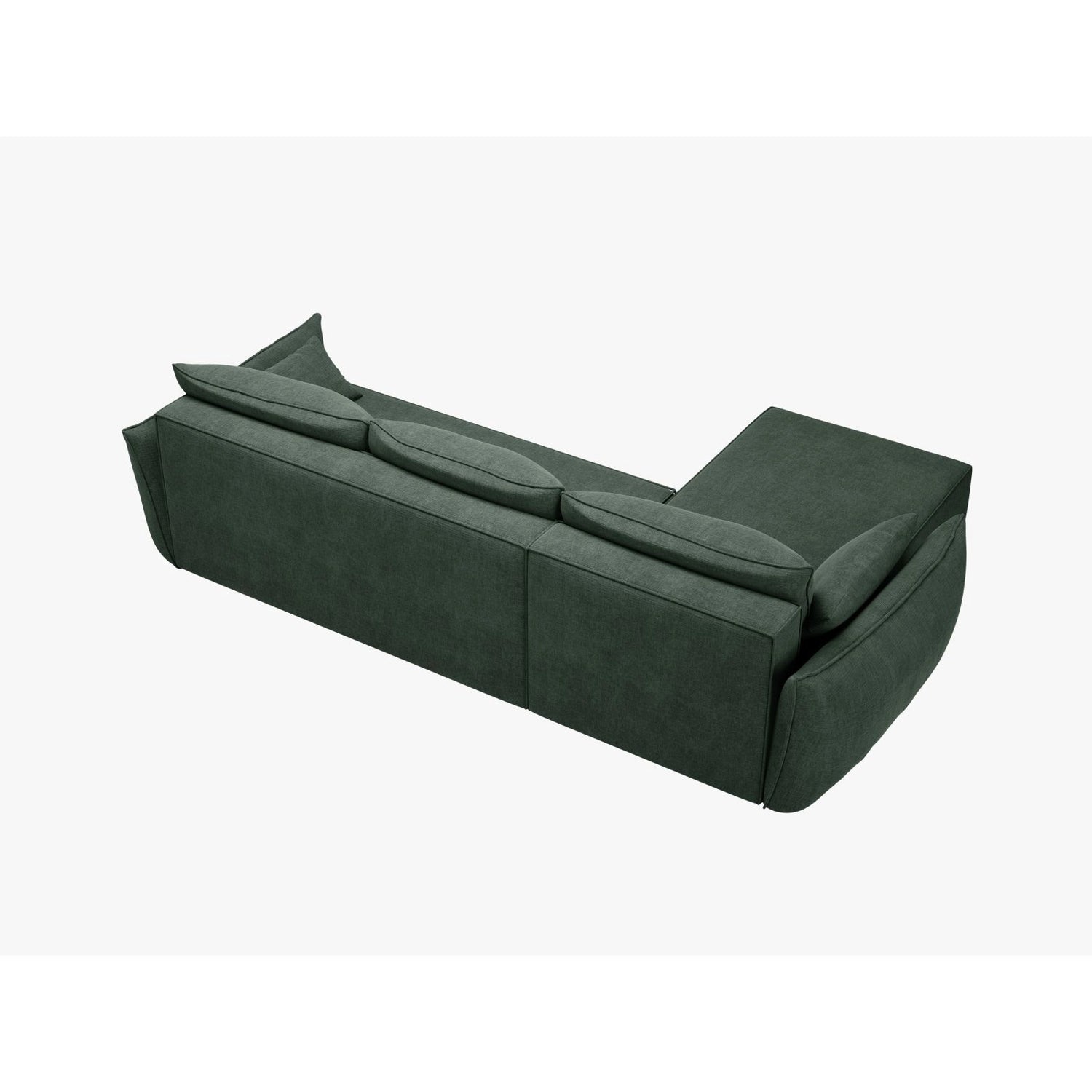 Kaelle 4-Sitzer Ecksofa mit Schlaffunktion und Bettkasten, Rechte Seite, aus Chenille in Flaschengrün (Over The Horizon 39), 252x165 cm von Micadoni – Bild 4