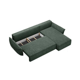 Kaelle 4-Sitzer Ecksofa mit Schlaffunktion und Bettkasten, Rechte Seite, aus Chenille in Flaschengrün (Over The Horizon 39), 252x165 cm von Micadoni – Bild 5