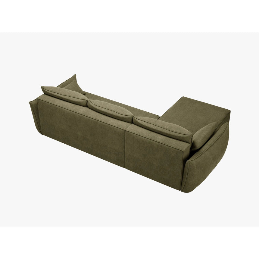 Kaelle 4-Sitzer Ecksofa mit Schlaffunktion und Bettkasten, Rechte Seite, aus Chenille in Grün (Over The Horizon 38), 252x165 cm von Micadoni – Bild 4