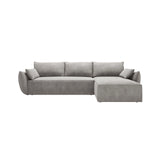 Kaelle 4-Sitzer Ecksofa mit Schlaffunktion und Bettkasten, Rechte Seite, aus Chenille in Hellgrau (Over The Horizon 85), 252x165 cm von Micadoni – Bild 1
