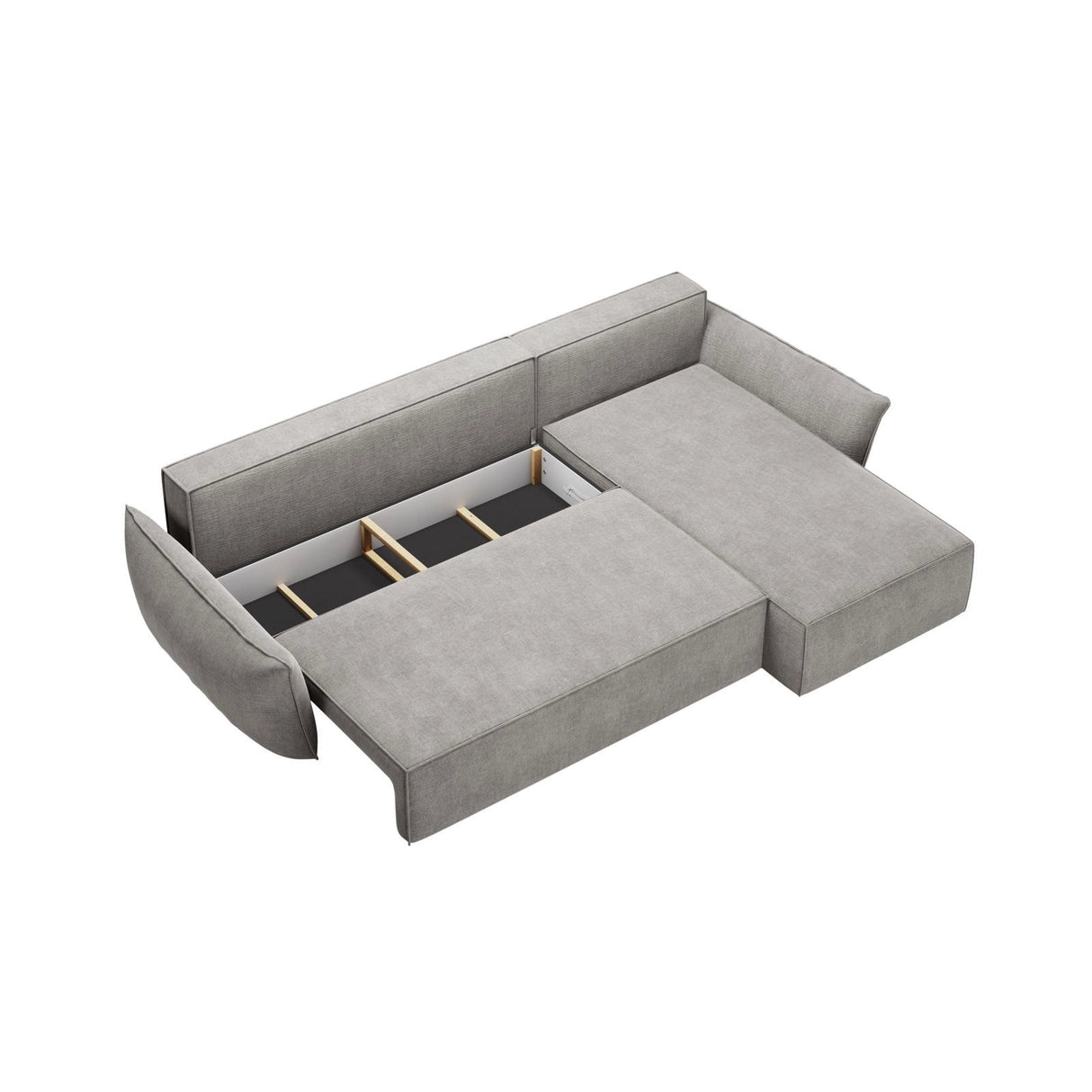 Kaelle 4-Sitzer Ecksofa mit Schlaffunktion und Bettkasten, Rechte Seite, aus Chenille in Hellgrau (Over The Horizon 85), 252x165 cm von Micadoni – Bild 5