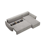 Kaelle 4-Sitzer Ecksofa mit Schlaffunktion und Bettkasten, Rechte Seite, aus Chenille in Hellgrau (Over The Horizon 85), 252x165 cm von Micadoni – Bild 5