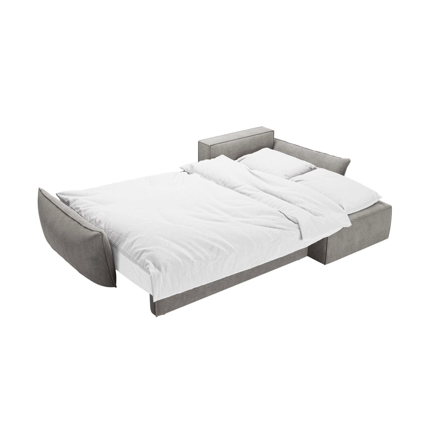 Kaelle 4-Sitzer Ecksofa mit Schlaffunktion und Bettkasten, Rechte Seite, aus Chenille in Hellgrau (Over The Horizon 85), 252x165 cm von Micadoni – Bild 6