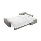 Kaelle 4-Sitzer Ecksofa mit Schlaffunktion und Bettkasten, Rechte Seite, aus Chenille in Hellgrau (Over The Horizon 85), 252x165 cm von Micadoni – Bild 6