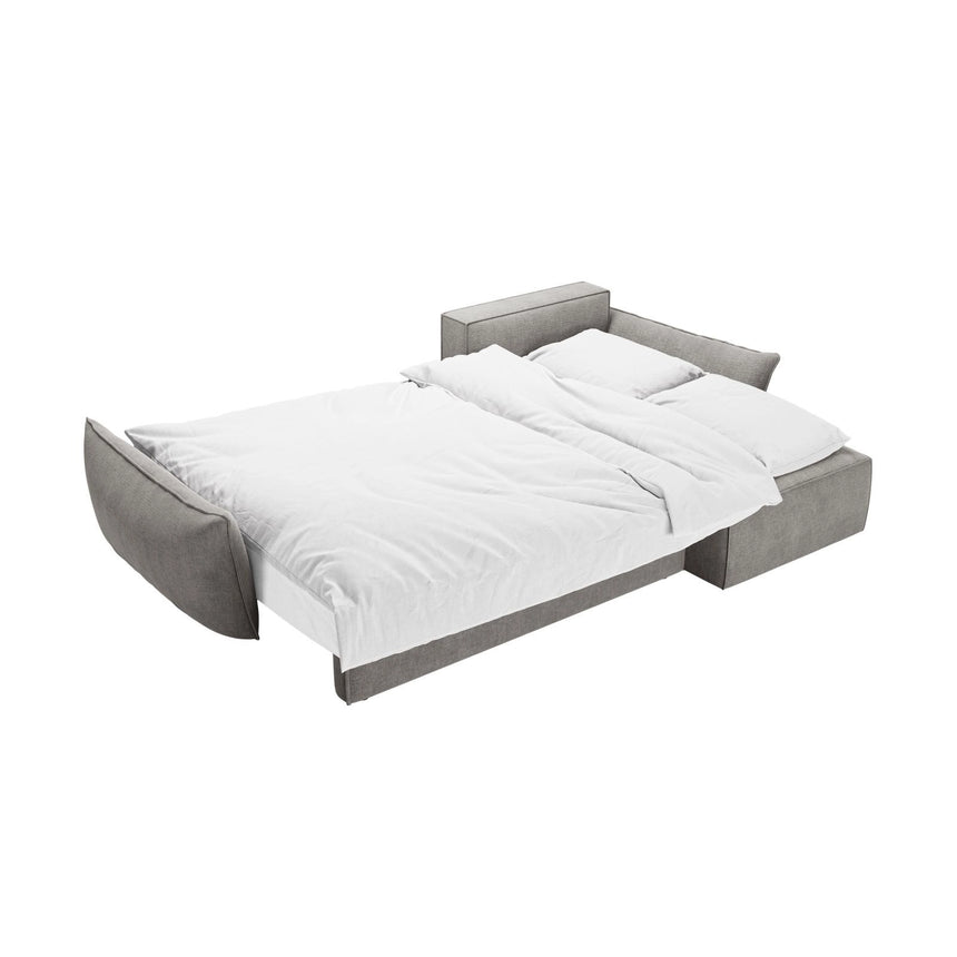 Kaelle 4-Sitzer Ecksofa mit Schlaffunktion und Bettkasten, Rechte Seite, aus Chenille in Hellgrau (Over The Horizon 85), 252x165 cm von Micadoni – Bild 6