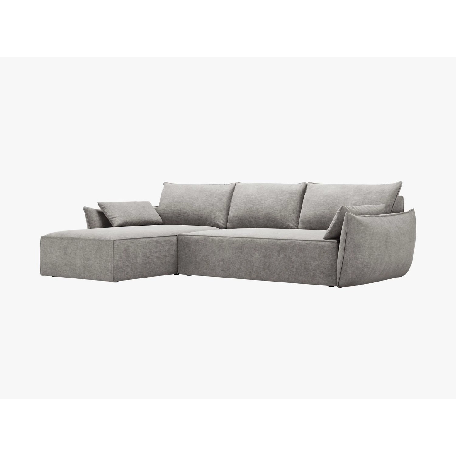 Kaelle 4-Sitzer Ecksofa mit Schlaffunktion und Bettkasten, Rechte Seite, aus Chenille in Hellgrau (Over The Horizon 85), 252x165 cm von Micadoni – Bild 7