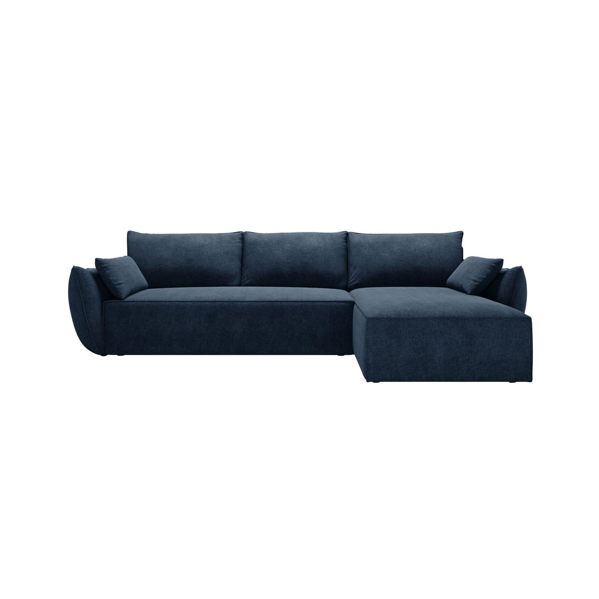 Kaelle 4-Sitzer Ecksofa mit Schlaffunktion und Bettkasten, Rechte Seite, aus Chenille in Königsblau (Over The Horizon 78), 252x165 cm von Micadoni – Bild 1