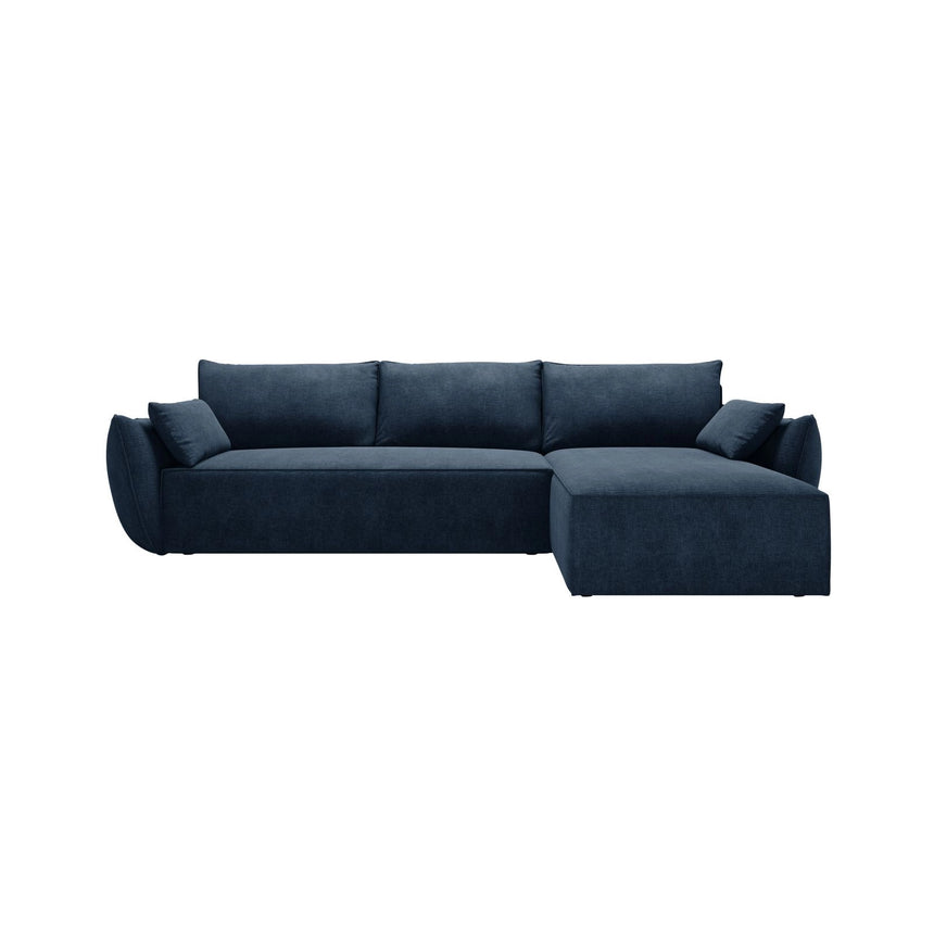 Kaelle 4-Sitzer Ecksofa mit Schlaffunktion und Bettkasten, Rechte Seite, aus Chenille in Königsblau (Over The Horizon 78), 252x165 cm von Micadoni – Bild 1