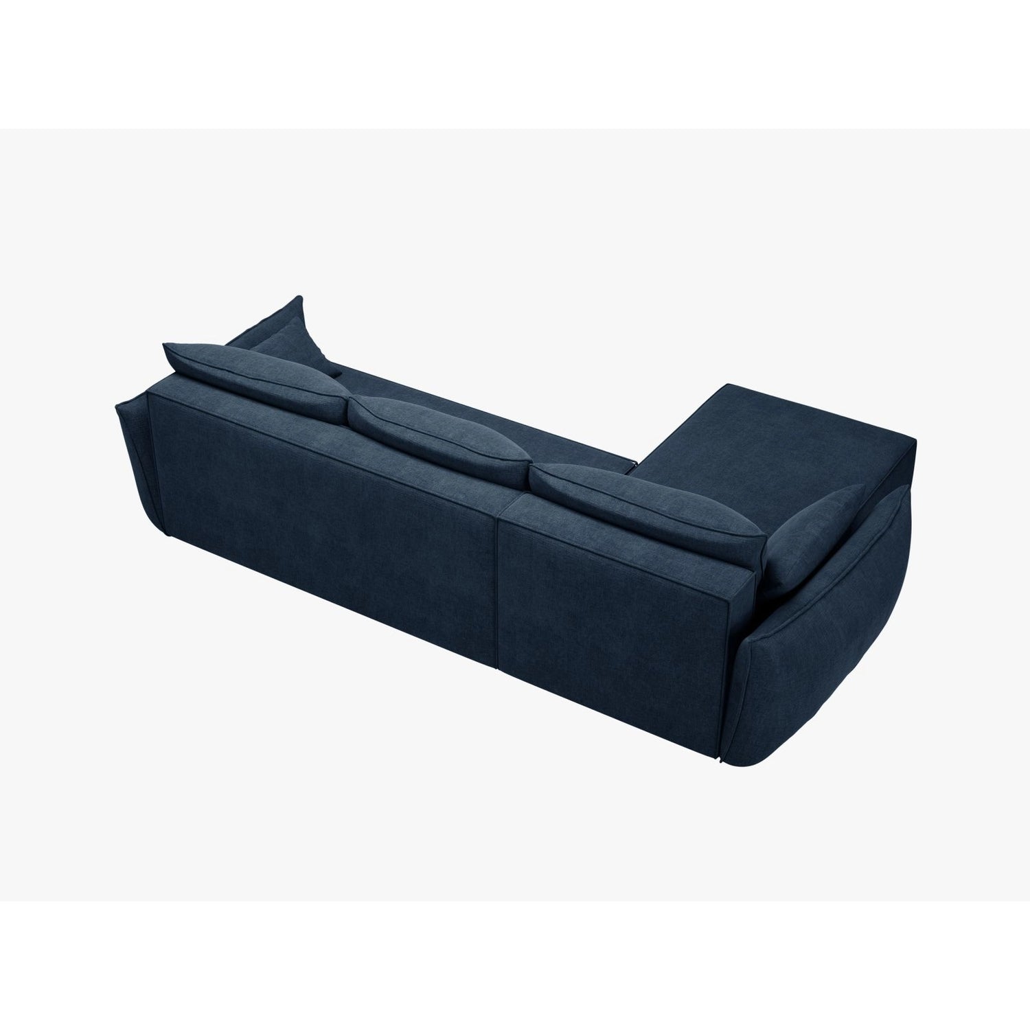 Kaelle 4-Sitzer Ecksofa mit Schlaffunktion und Bettkasten, Rechte Seite, aus Chenille in Königsblau (Over The Horizon 78), 252x165 cm von Micadoni – Bild 4