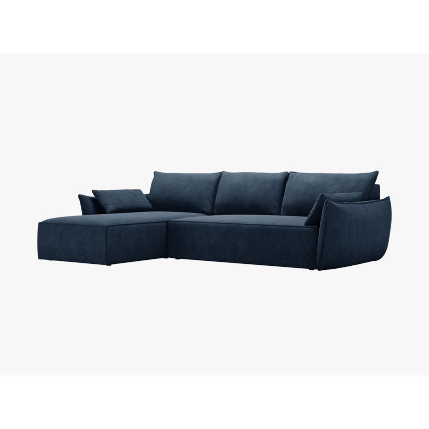 Kaelle 4-Sitzer Ecksofa mit Schlaffunktion und Bettkasten, Rechte Seite, aus Chenille in Königsblau (Over The Horizon 78), 252x165 cm von Micadoni – Bild 7