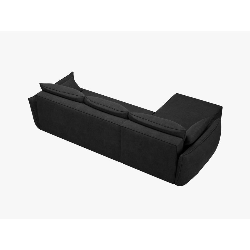 Kaelle 4-Sitzer Ecksofa mit Schlaffunktion und Bettkasten, Rechte Seite, aus Chenille in Schwarz (Over The Horizon 99), 252x165 cm von Micadoni – Bild 4
