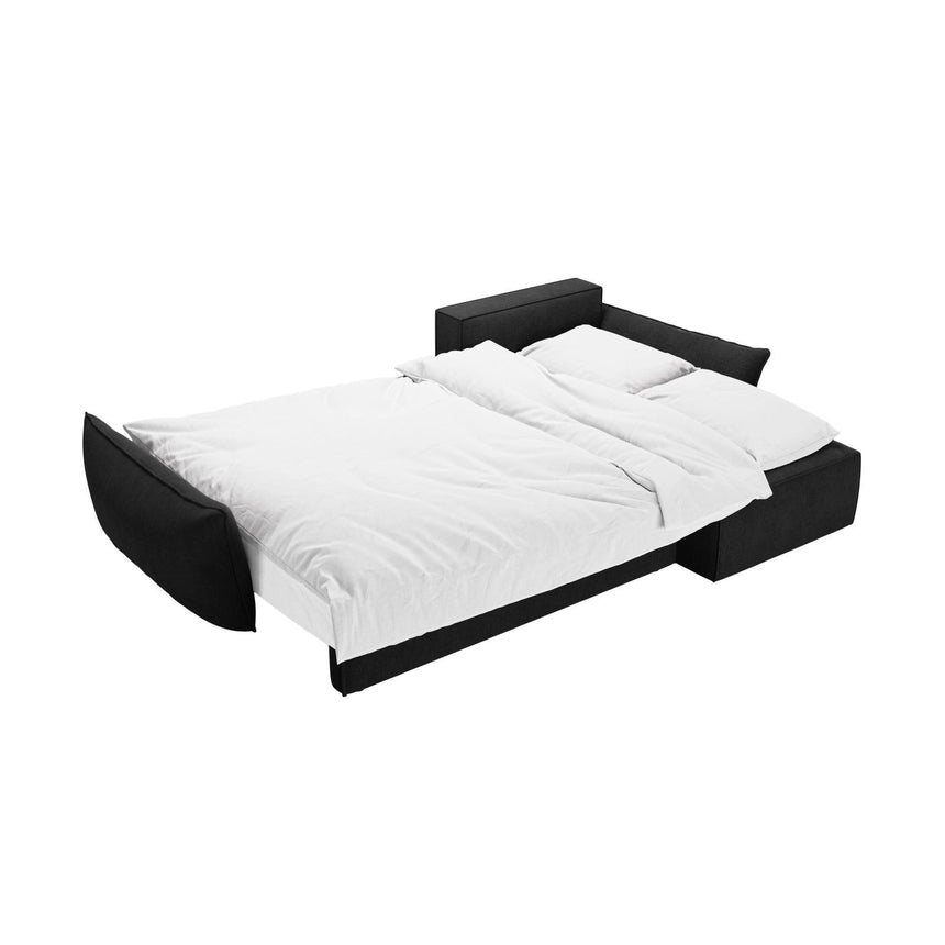 Kaelle 4-Sitzer Ecksofa mit Schlaffunktion und Bettkasten, Rechte Seite, aus Chenille in Schwarz (Over The Horizon 99), 252x165 cm von Micadoni – Bild 6